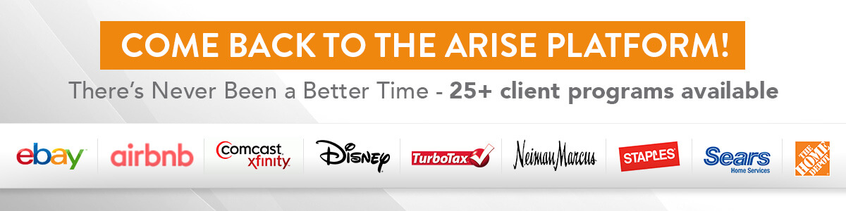 Come Back To The Arise Platform Web Page Header