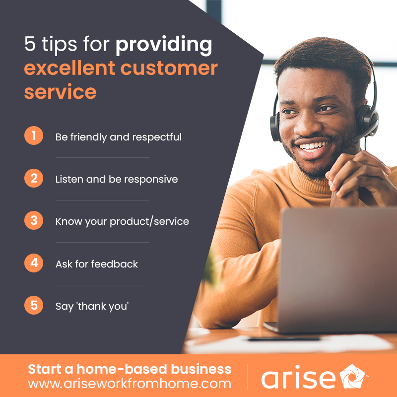 An image detailing 5 helpful tips for providing customer service 