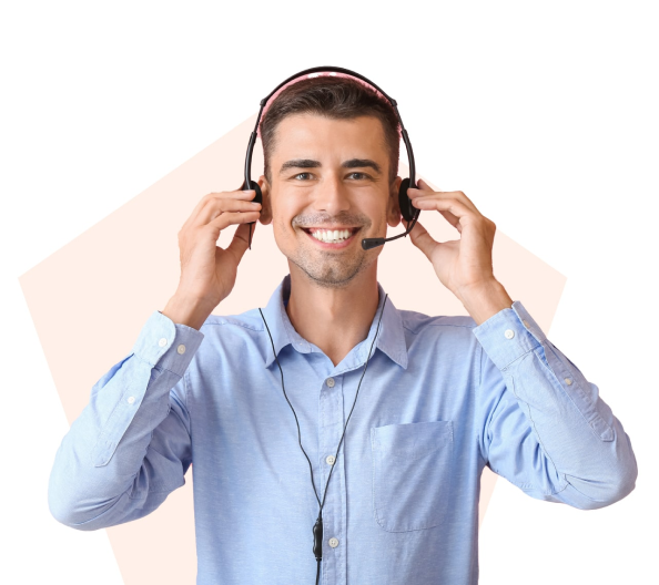 Smiling man wearing headset.
